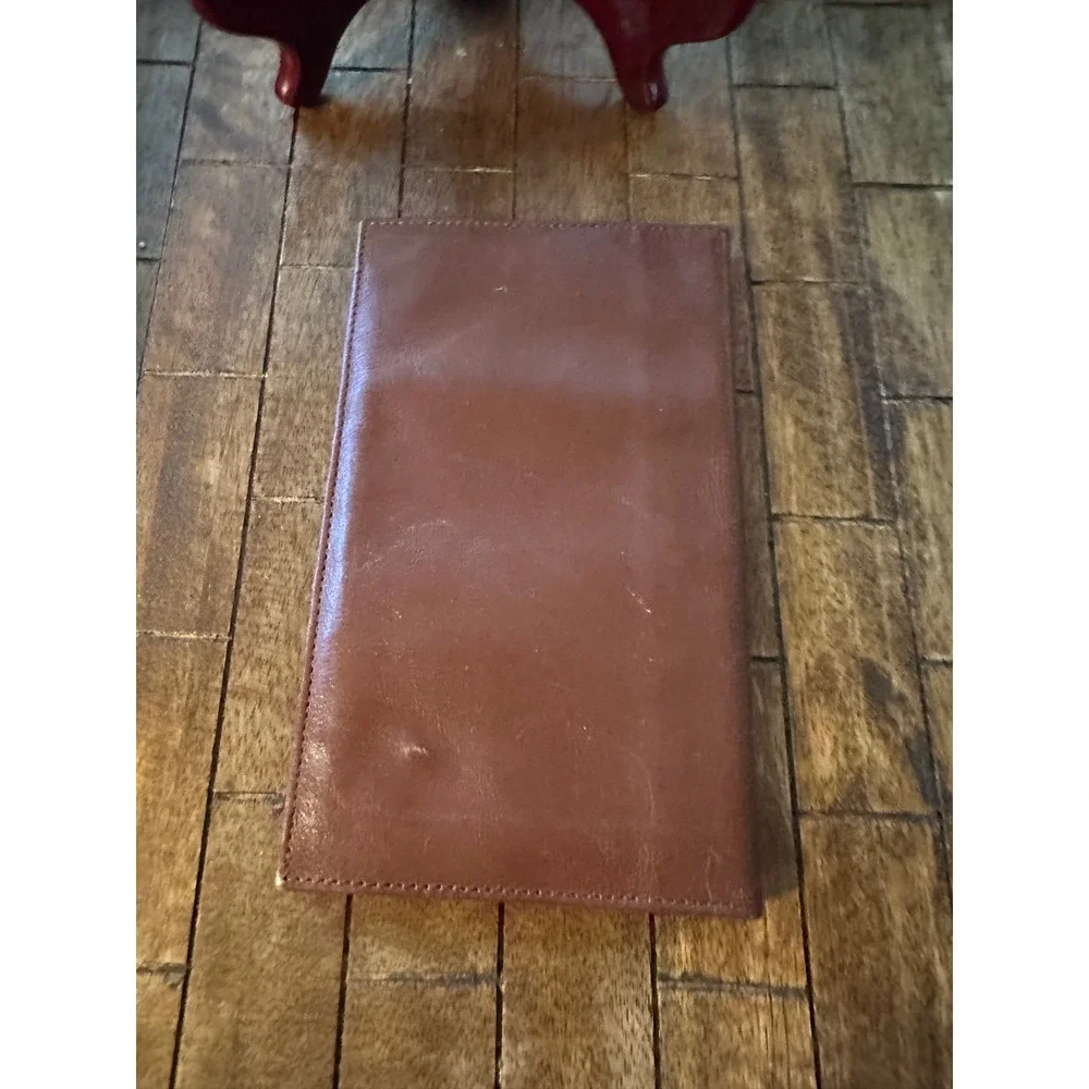 LAND‎ Leather Long  travel Bifold Wallet Brown ID Window Card Slots vintage GUC